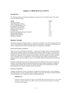 Chapter 11: Biological Safety