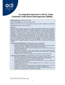 An integrated approach to Aid for Trade: Cambodia Trade Sector