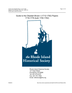 Guide to the Obadiah Brown I (1712-1762) Papers 1719