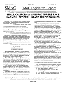 SMA Monthly Newsletter: Small California Manufacturers Face