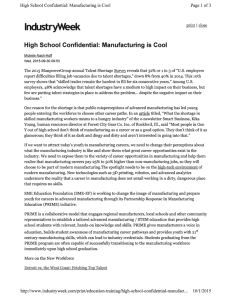 High School Confidential: Manufacturing ¡s Cool