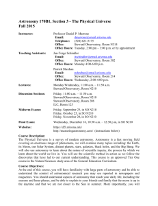 Syllabus - Department of Astronomy and Steward Observatory