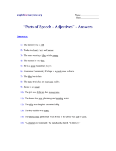 “Parts of Speech - Adjectives” - Answers