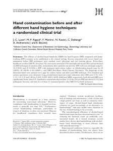 Hand contamination before and after different hand hygiene