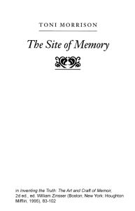Morrison, “The Site of Memory”
