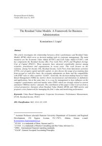 The Residual Value Models: A Framework for Business Administration