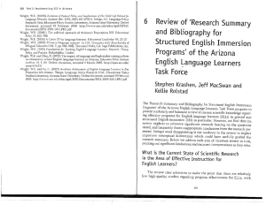 'Research Summary and Bibliography for Structured