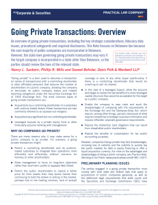 Going Private Transactions: Overview