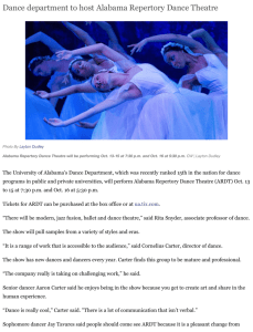 Dance department to host Alabama Repertory Dance Theatre