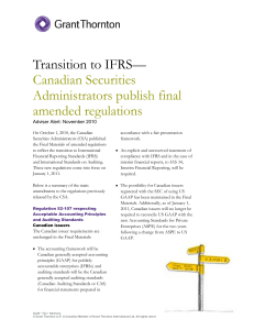 Transition to IFRS—Canadian Securities