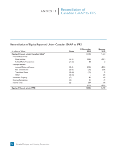 Reconciliation of Canadian GAAP to IFRS