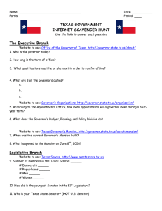 TEXAS GOVERNMENT INTERNET SCAVENGER HUNT The