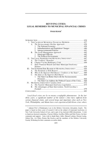 Reviving Cities: Legal Remedies to Municipal Financial Crises