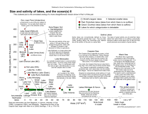 Size and salinity of lakes, and the ocean(s) II