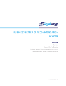 business letter of recommendation & guide