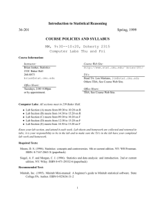 Introduction to Statistical Reasoning 36-201 Spring