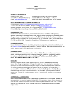 STA 215 Introduction to Statistical Reasoning Fall 2012