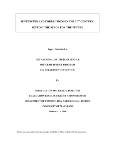 Sentencing And Corrections In The 21st Century: Setting The Stage