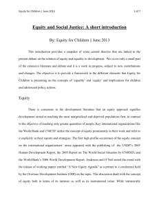 Equity and Social Justice: A short introduction