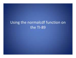 Using the normalcdf function on the TI-89