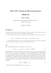 Phys 561 Classical Electrodynamics Midterm - Cornell