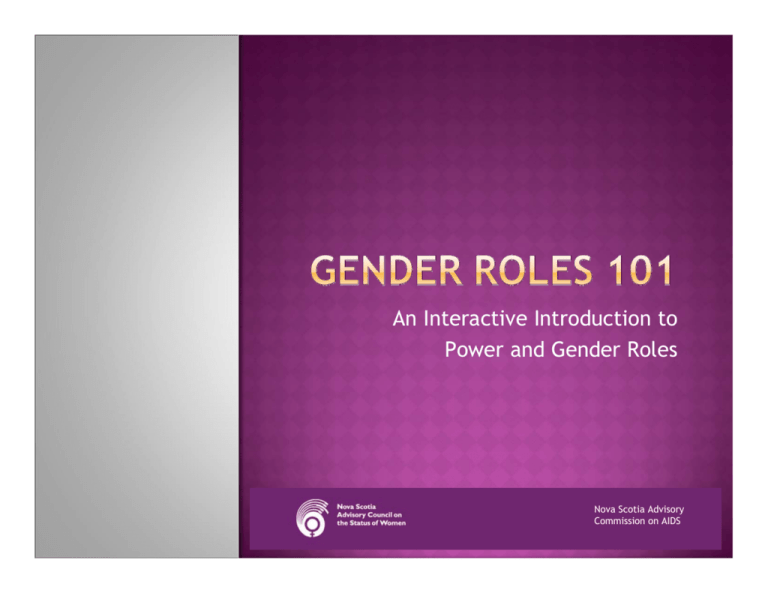Gender Roles 101 Nova Scotia Health Research Foundation 