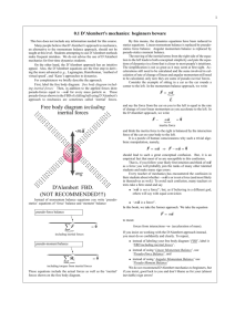 Free body diagram including inertial forces D'Alembert FBD. (NOT