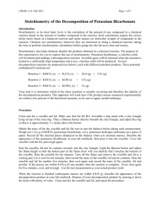 Stoichiometry of the Decomposition of Potassium Bicarbonate