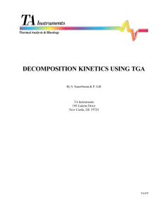 decomposition kinetics using TGA, TA-075