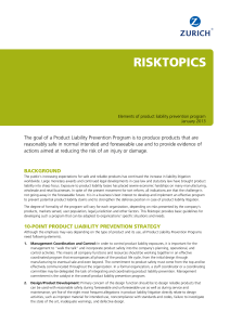 Elements of product liability prevention program