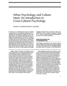 An Introduction to Cross-Cultural Psychology