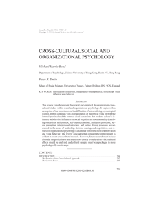 CROSS-CULTURAL SOCIAL AND ORGANIZATIONAL PSYCHOLOGY