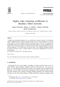 Higher order clustering coe cients in BarabÃasi–Albert networks