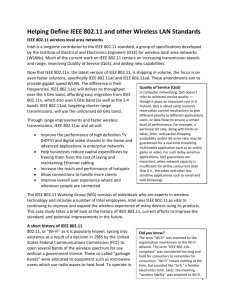 Define IEEE 802.11 and other Wireless LAN Standards