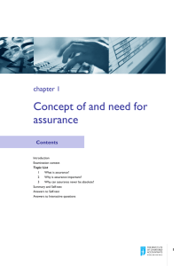 Concept of and need for assurance