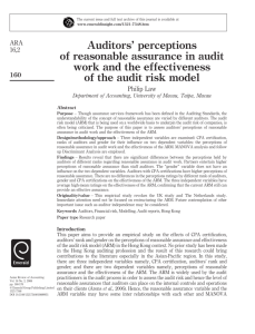 Auditors' perceptions of reasonable assurance in audit work and the
