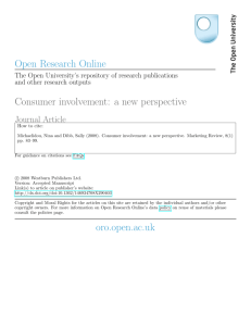 Open Research Online Consumer involvement: a new perspective