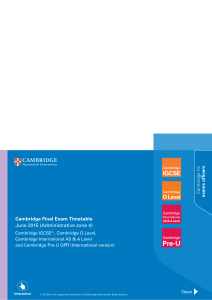 Cambridge Final Exam Timetable June 2015