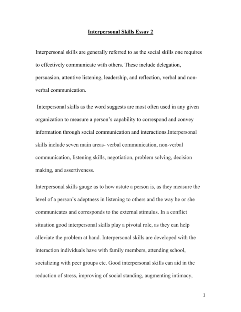 essay about interpersonal skills