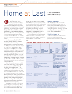 Home at Last FAS 162 and the GAAP Hierarchy regulatorynews