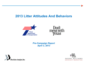2013 Litter Attitudes And Behaviors