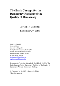 The Basic Concept for the Democracy Ranking of the Quality of