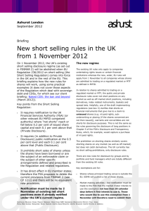 New short selling rules in the UK from 1 November 2012