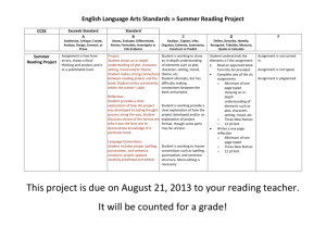 Summer Reading Project - Inlet Grove Community High School
