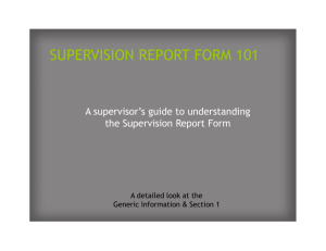 SUPERVISION REPORT FORM 101
