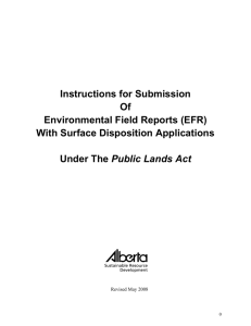 Instructions for Submission of Environmental Field Reports