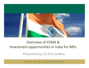 Overview of FEMA & Investment opportunities in India for NRIs