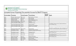 pre-approved human physiology courses