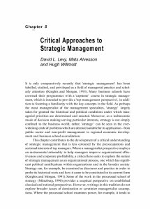 Critical Approaches to Strategic Management