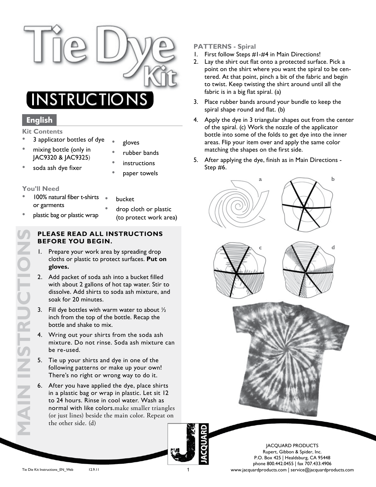 Tie Dye Kit Instructions